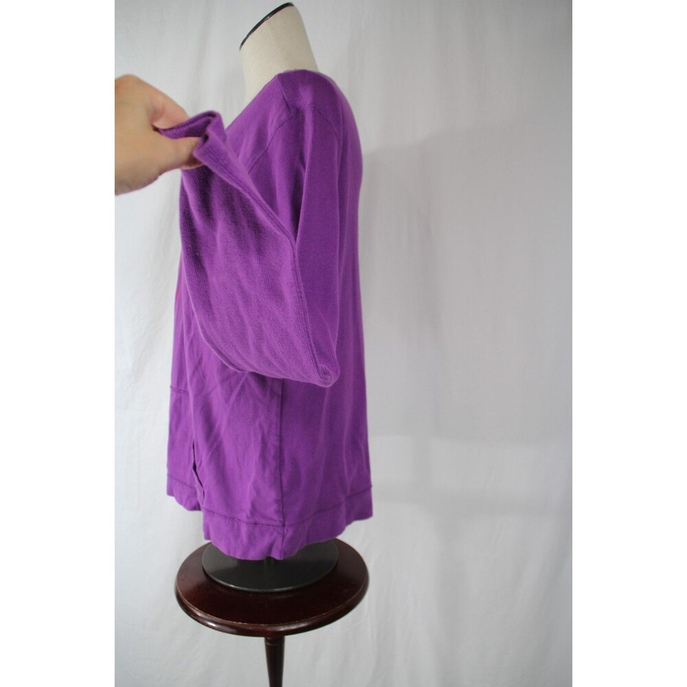 Life Is Good Size L Women's Purple 100% Cotton V Neck Long Sleeve Casual Top - Picture 5 of 10
